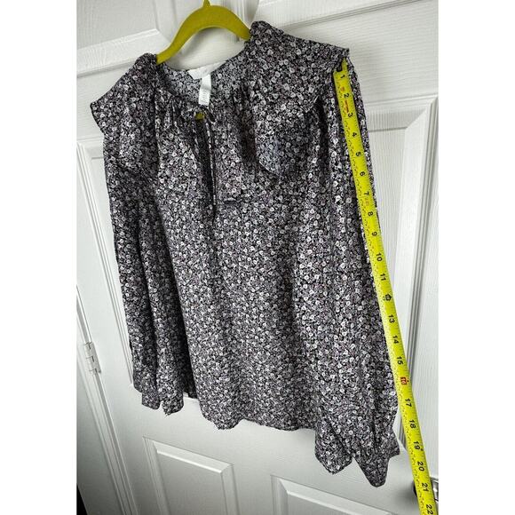 H&M Flounce-Collared Blouse Lavender Multi L cottagecore 51-03 - Picture 8 of 16